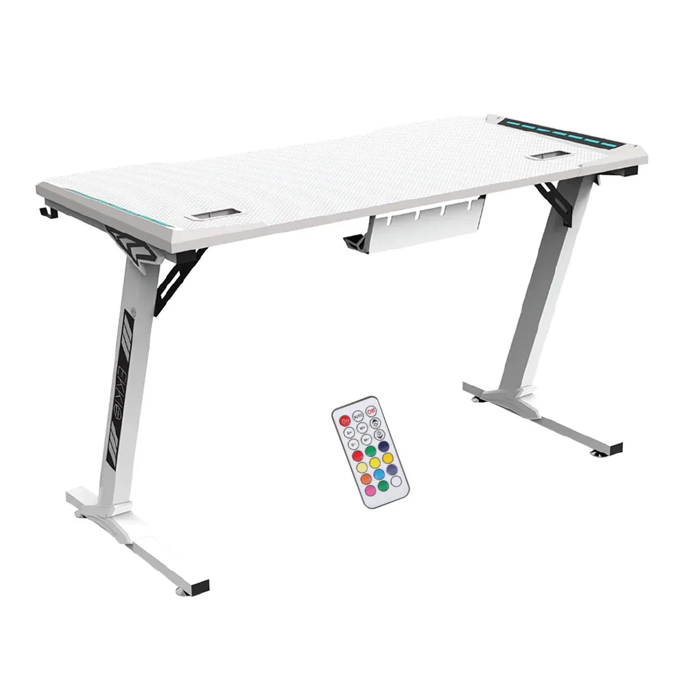 Gaming Desk RGB T418 140X60X75 - Black Cup Holder+Headphone Hook